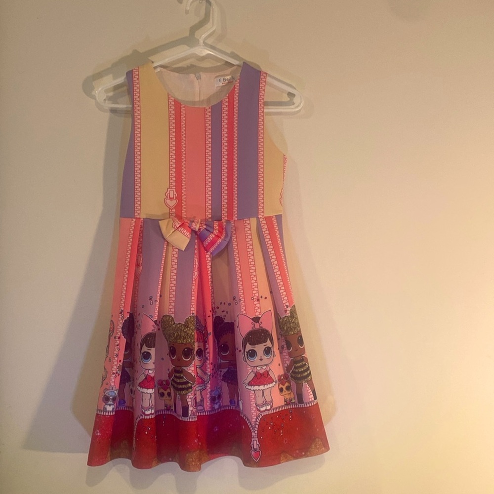 e Bei k casual dress for girls. Size 10. Stripped purple, pink and beige.